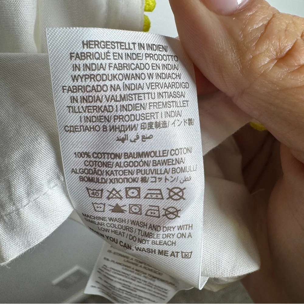 Mini Boden Fruit Embroidered Cover‎ Up 11-12 White Cotton Kaftan Girls Vacation